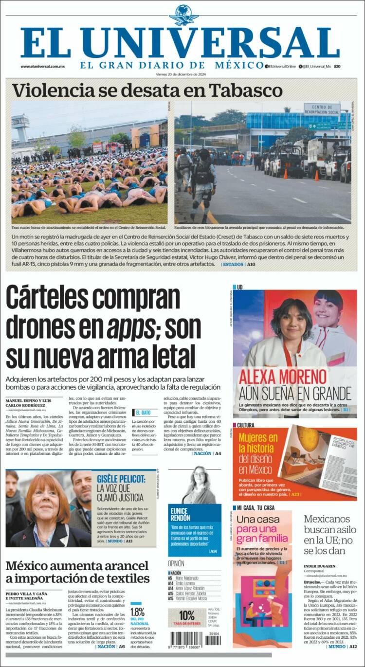 Portada de El Universal (M&eacute;xico)