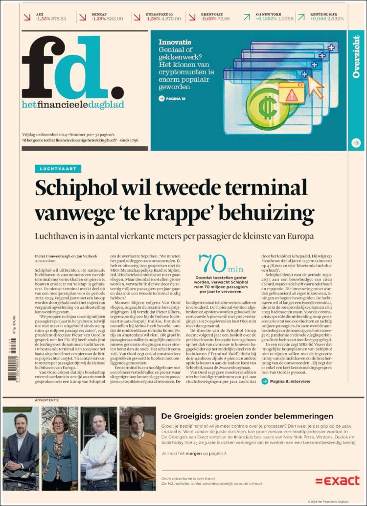 Portada de Het Financieele Dagblad (Pa&iacute;ses Bajos)