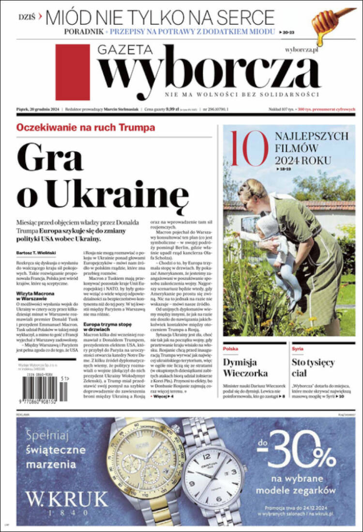Portada de Gazeta Wyborcza (Polonia)