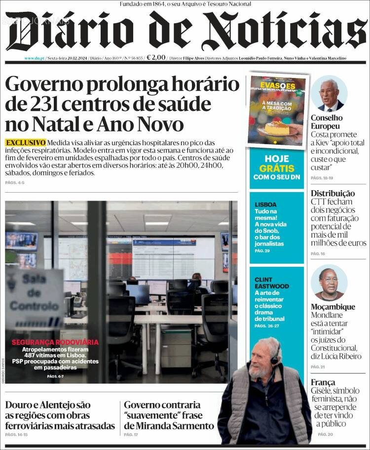 Portada de Diário de Noticias (Portugal)