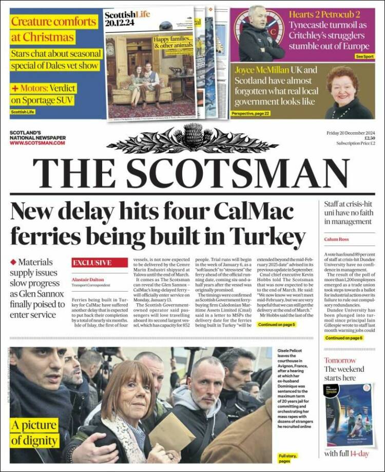 Portada de The Scotsman (Reino Unido)