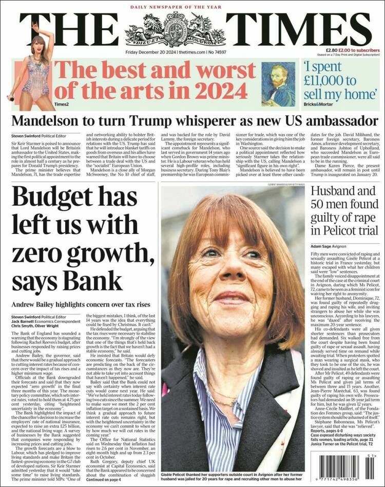 Portada de The Times (Reino Unido)