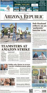 Portada de Arizona Republic News (USA)