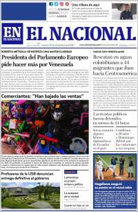 Portada de El Nacional (Venezuela)