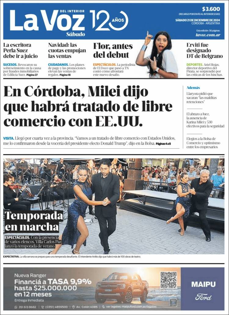 Portada de La Voz del Interior (Argentina)