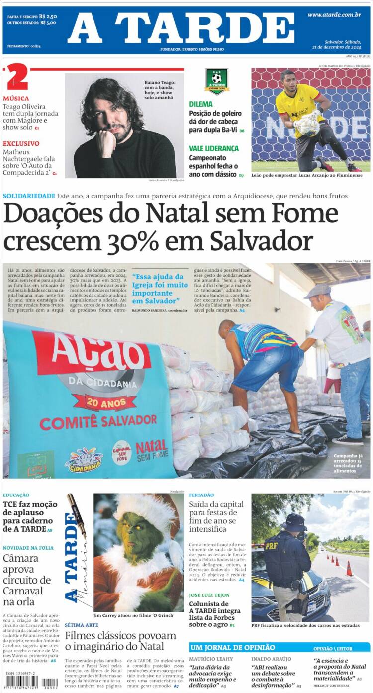 Portada de Diário A Tarde (Brasil)