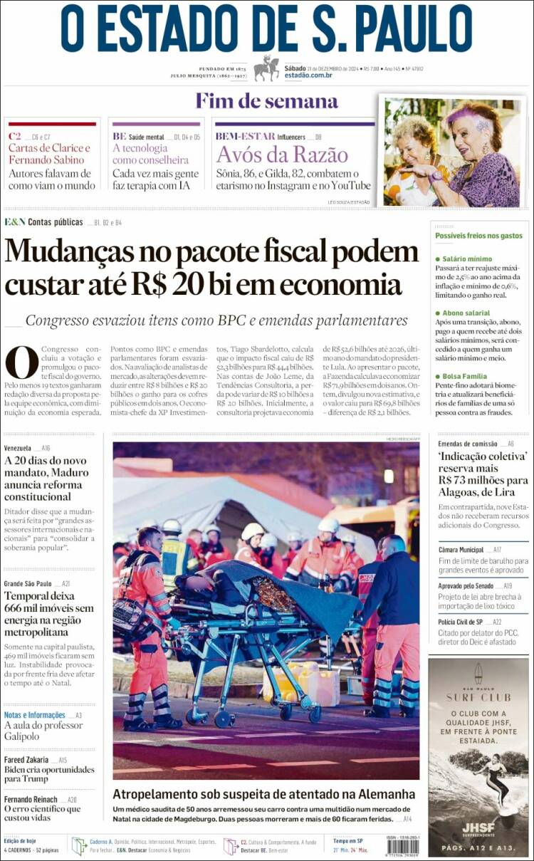 Portada de O Estado de São Paulo (Brasil)