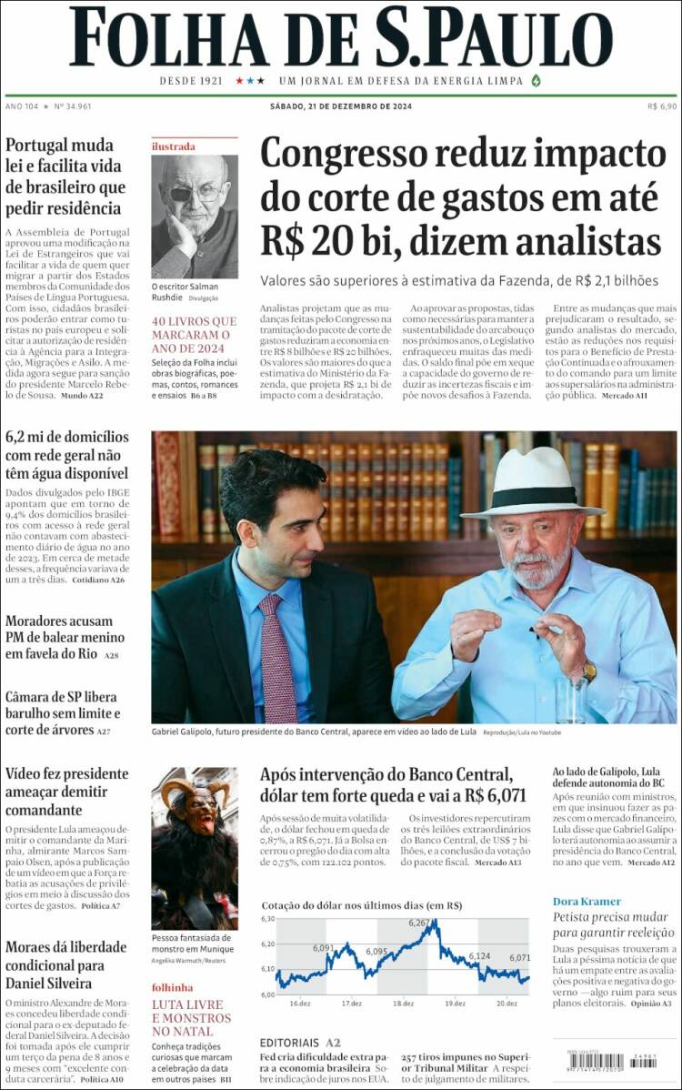 Portada de Folha de São Paulo (Brasil)