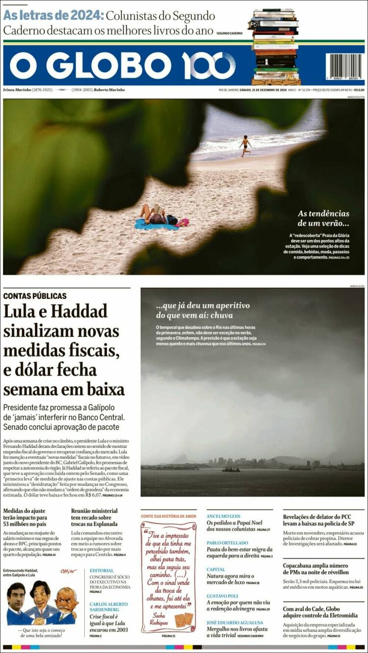 Portada de O Globo (Brasil)