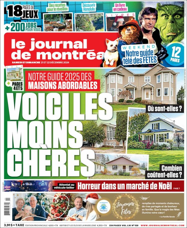 Portada de Le Journal de Montréal (Canada)