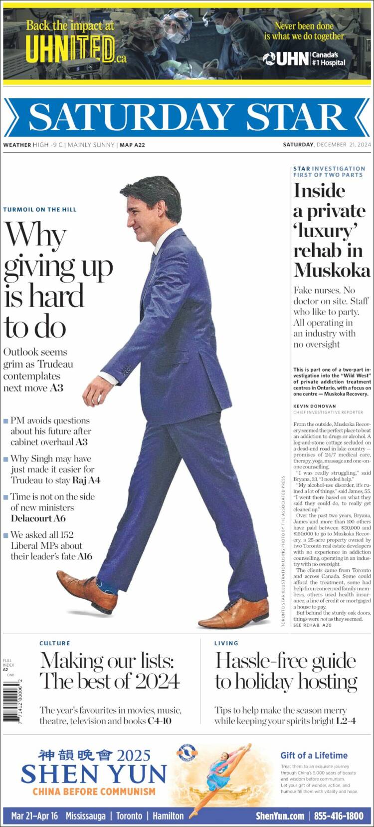 Portada de The Toronto Star (Canadá)