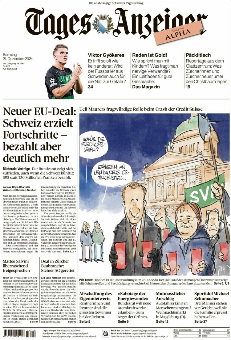 Portada de Tages-Anzeiger (Switzerland)