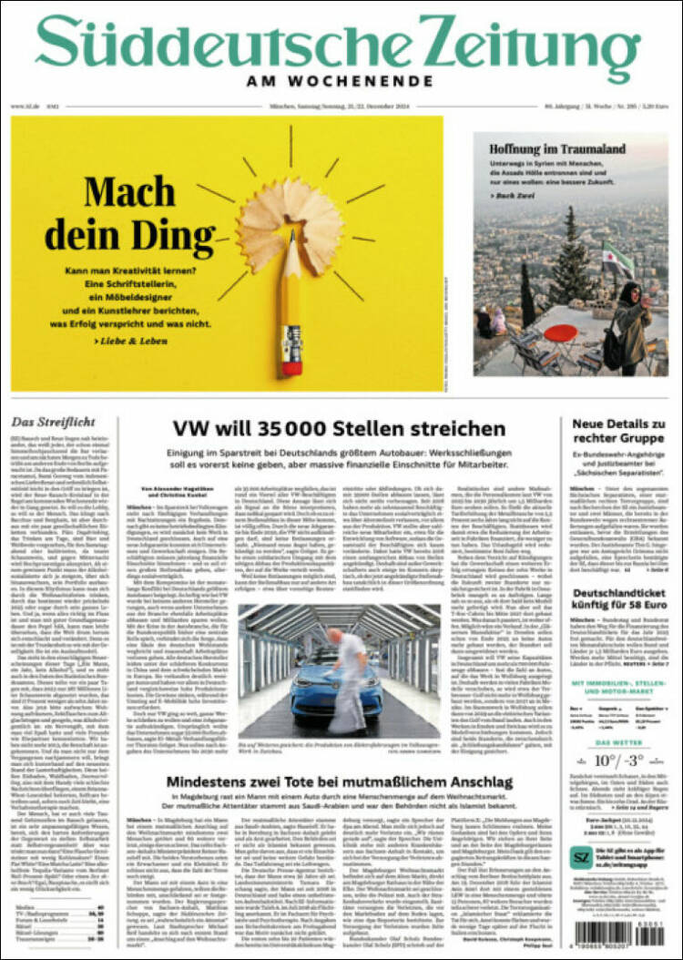 Portada de Sueddeutsche (Alemania)