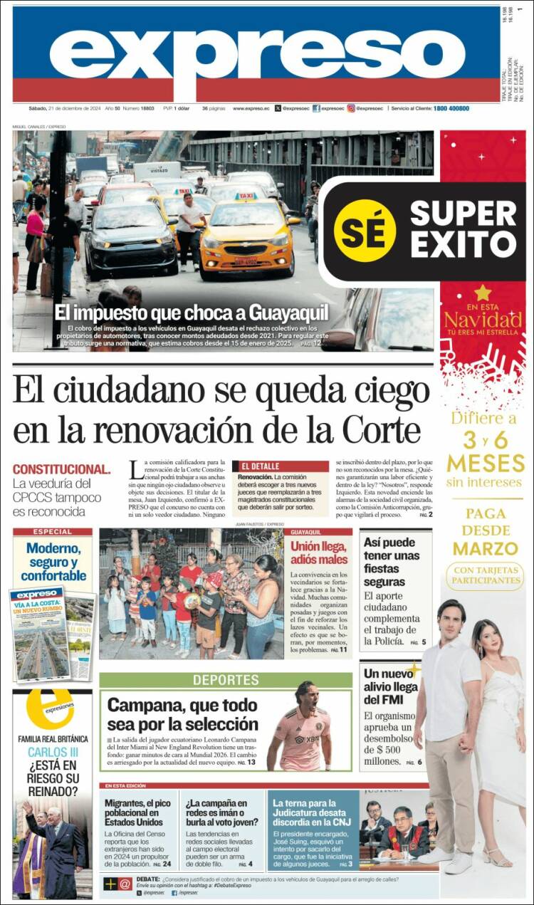 Portada de Expreso (Ecuador)