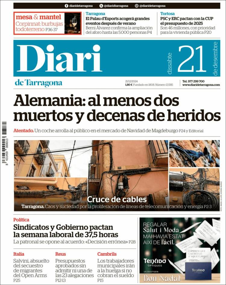 Portada de Diari de Tarragona (Spain)