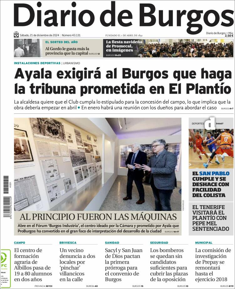 Portada de Diario de Burgos (Spain)