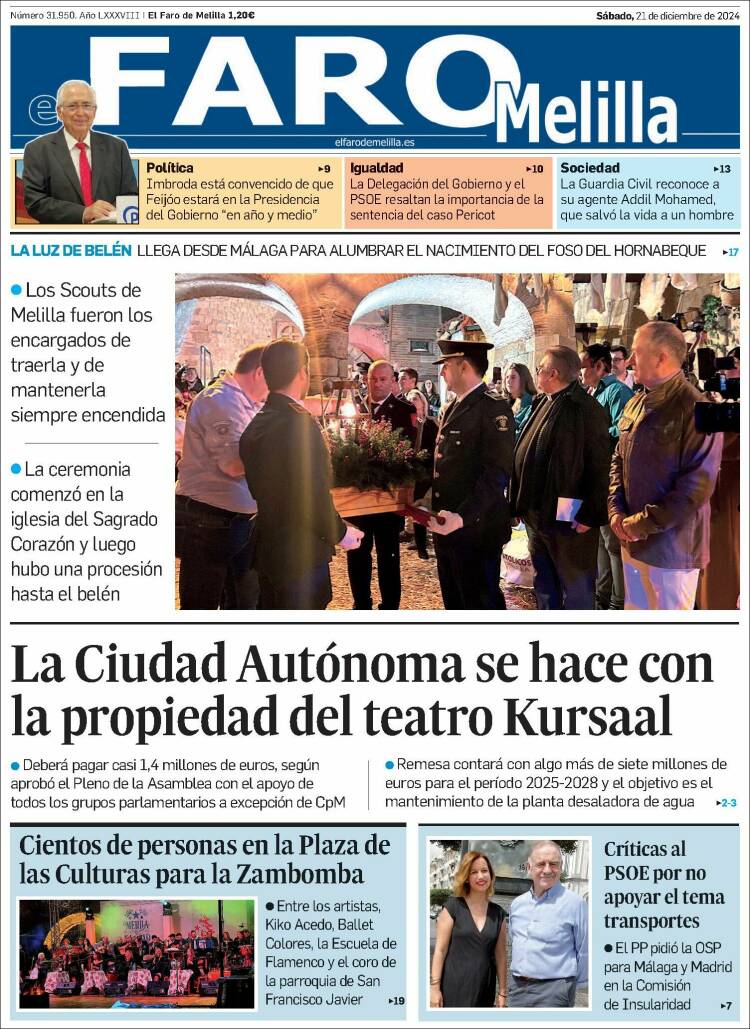 Portada de El Faro de Melilla (España)