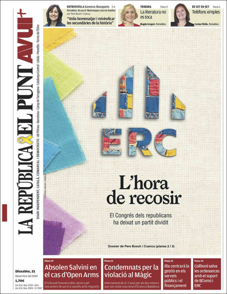 Portada de El Punt Avui (España)