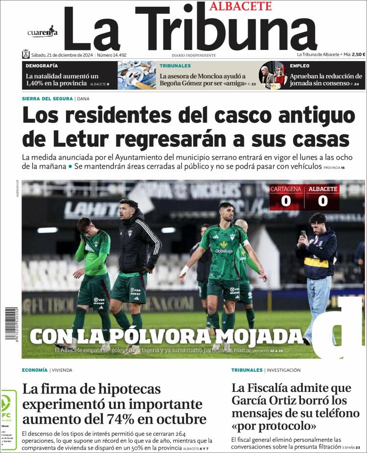 Portada de La Tribuna de Albacete (Spain)