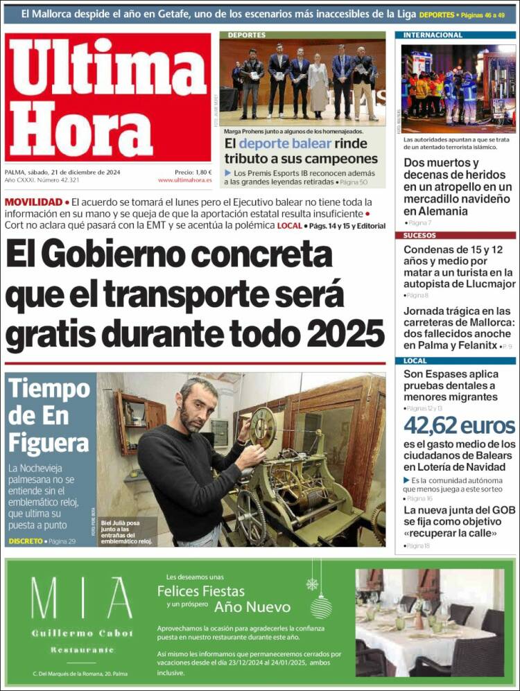 Portada de Última Hora (Spain)