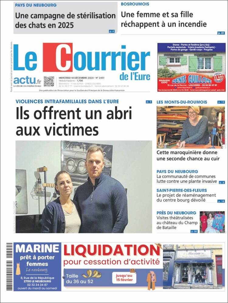 Portada de Le Courrier de l'Ouest (Francia)