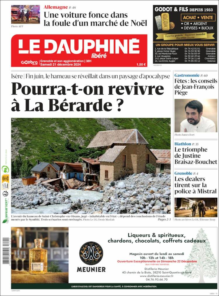 Portada de Le Dauphiné Libéré (France)