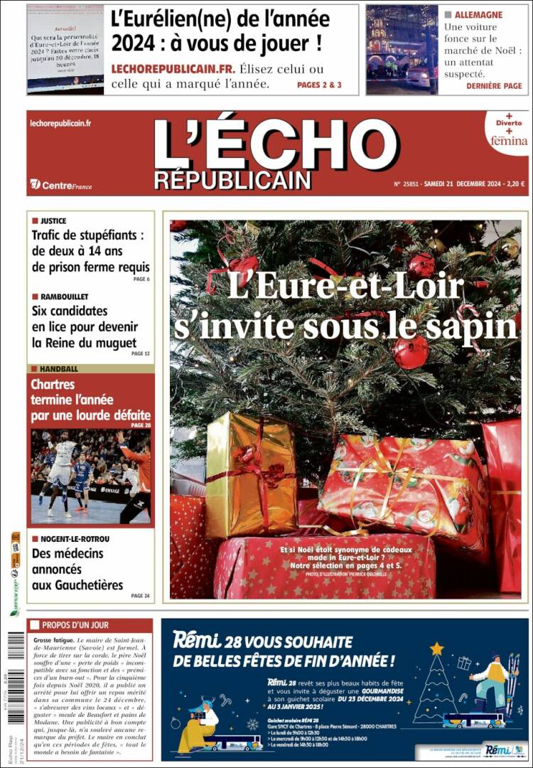 Portada de L'Echo Républicain (France)