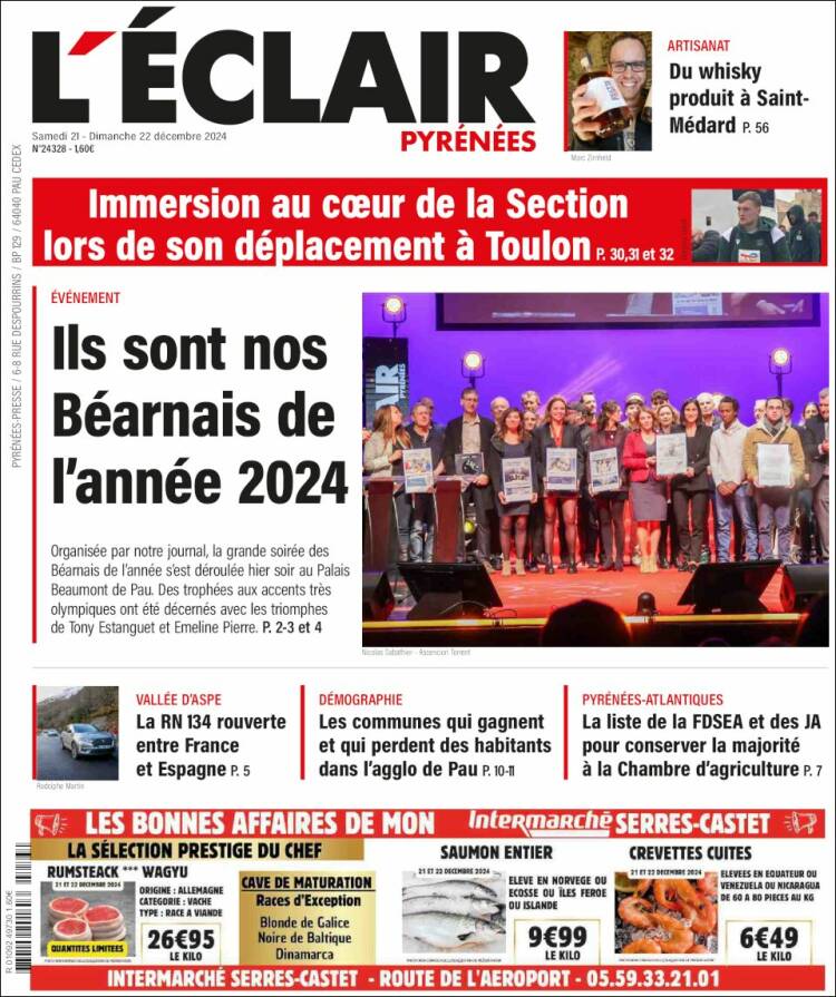 Portada de L'Eclair des Pyrénées (Francia)