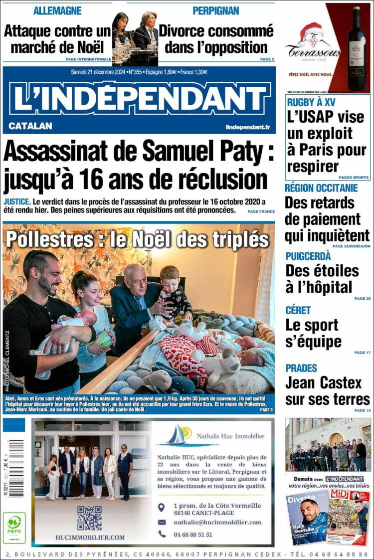 Portada de Le Indépendant (France)