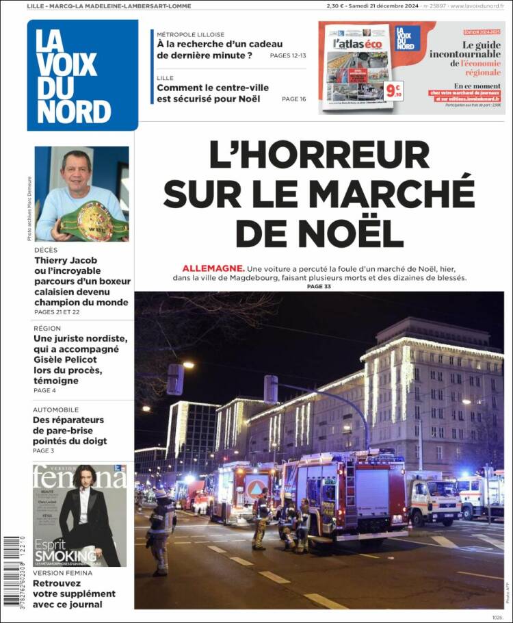 Portada de La Voix du Nord (Francia)