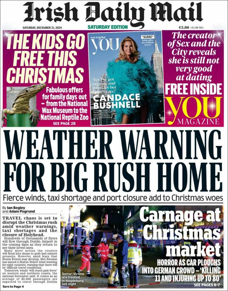 Portada de Irish Daily Mail (Irlanda)