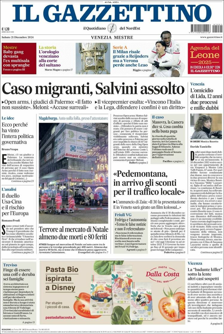 Portada de Il Gazzettino (Italy)