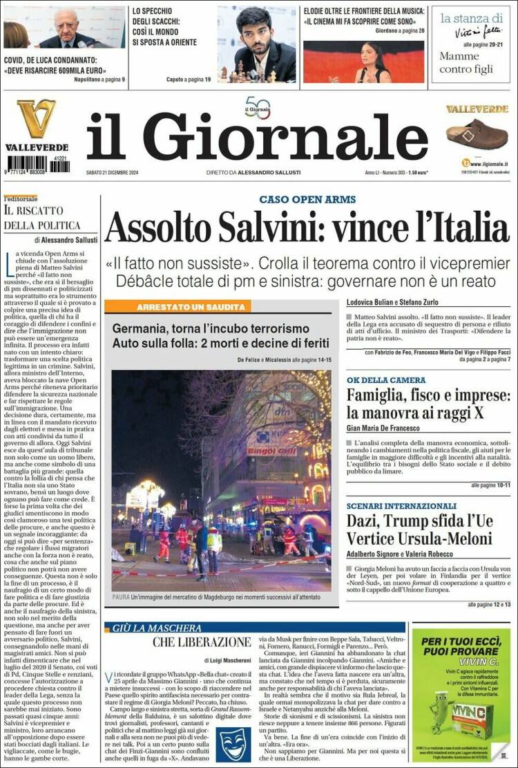 Portada de il Giornale (Italy)