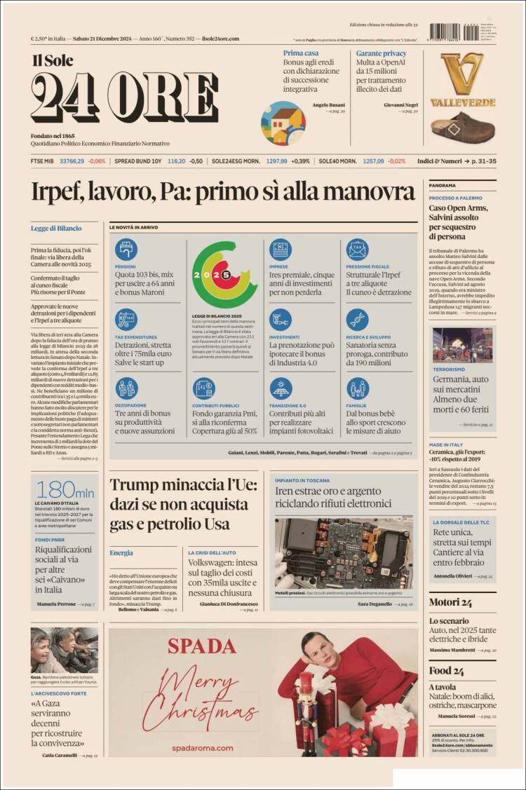 Portada de Il Sole 24 ORE (Italy)