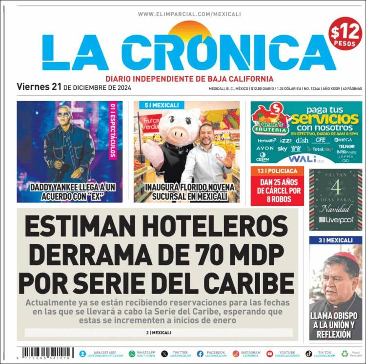 Portada de La Crónica de Baja California (Mexico)