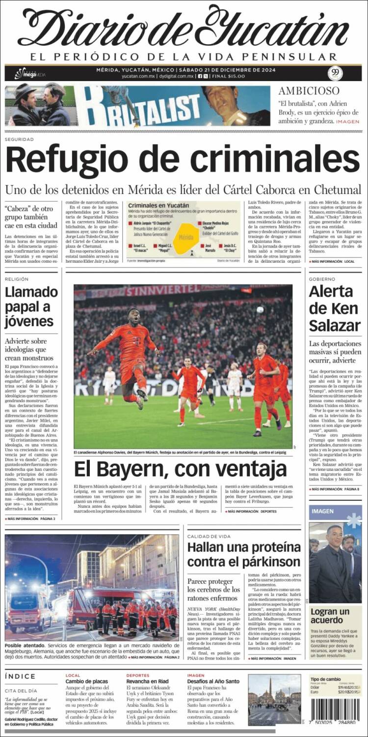 Portada de Diario de Yucatán (México)