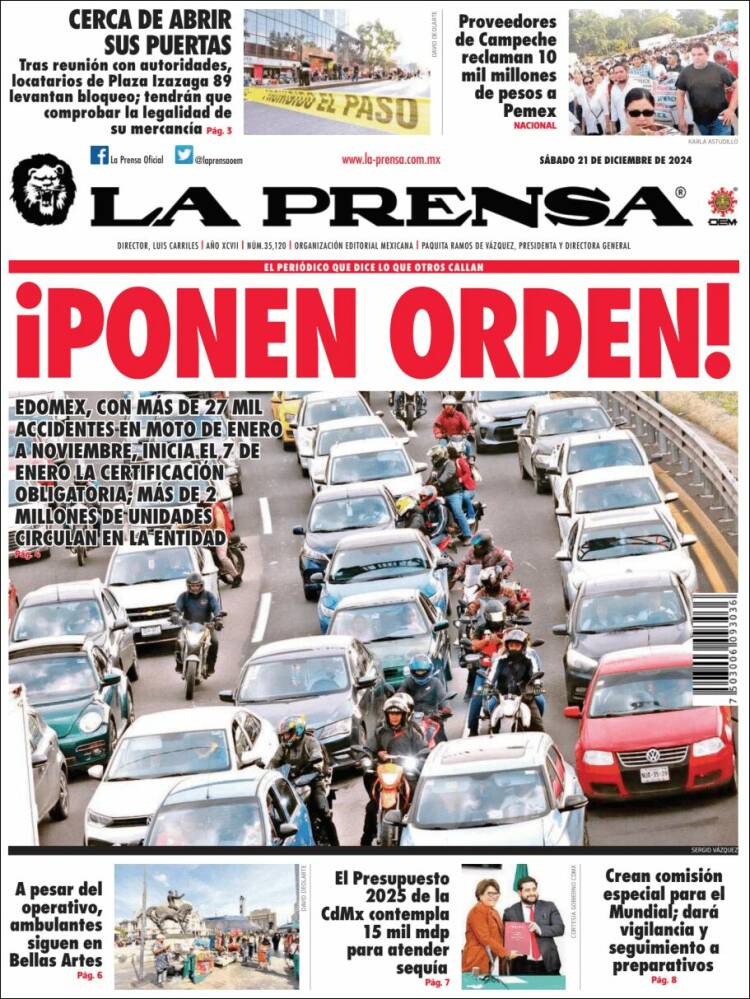 Portada de La Prensa (México)