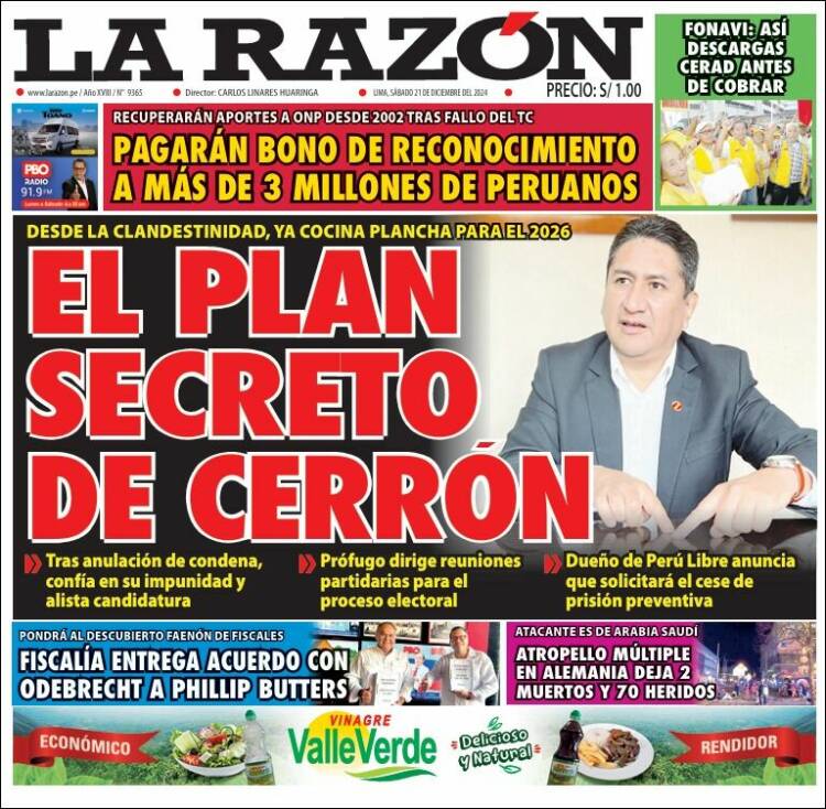 Portada de La Razón (Peru)