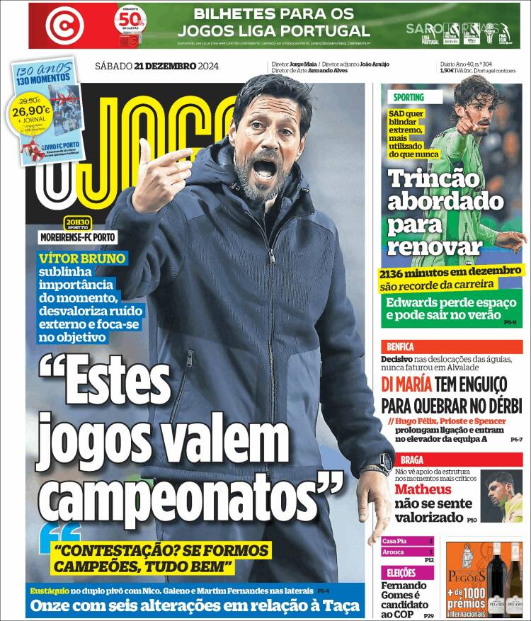 Portada de O Jogo (Portugal)