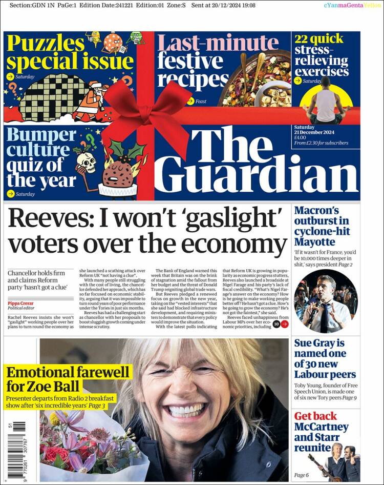 Portada de The Guardian (United Kingdom)