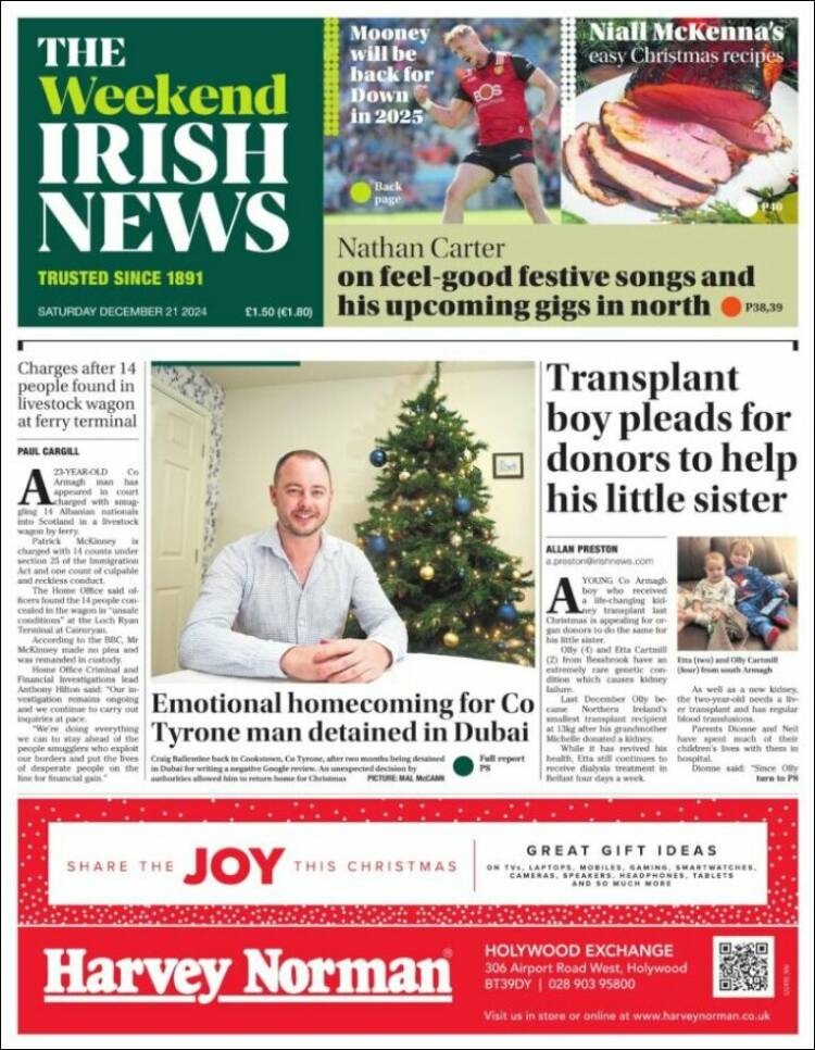 Portada de Irish News (United Kingdom)