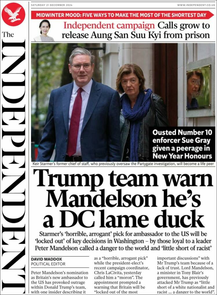 Portada de The Independent (United Kingdom)