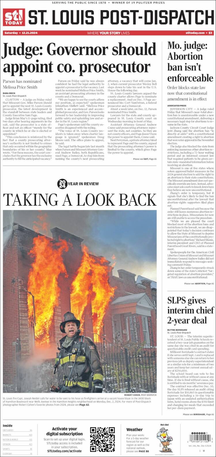 Portada de St. Louis Post-Dispatch (USA)