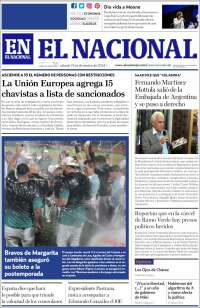 Portada de El Nacional (Venezuela)