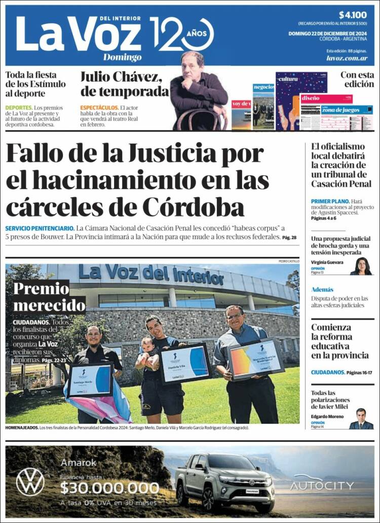 Portada de La Voz del Interior (Argentina)