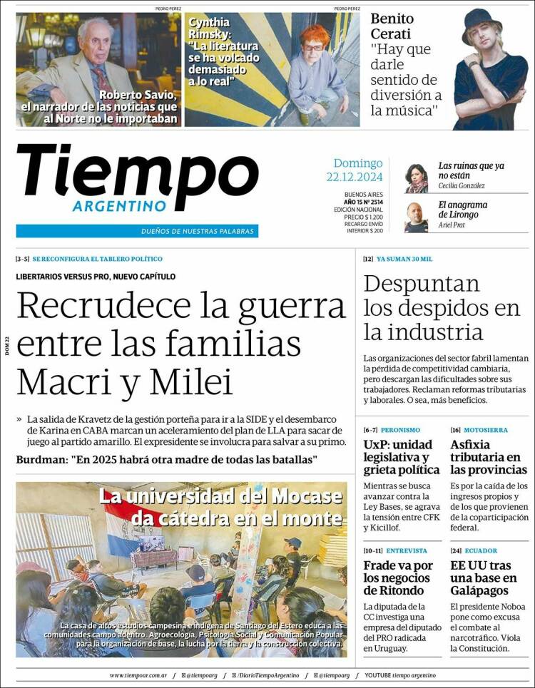 Portada de Tiempo Argentino (Argentina)