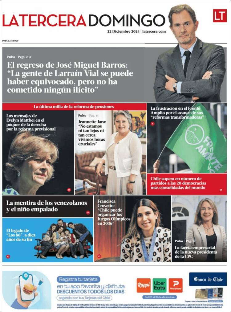 Portada de La Tercera (Chile)