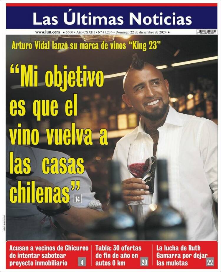 Portada de Las Últimas Noticias (Chile)