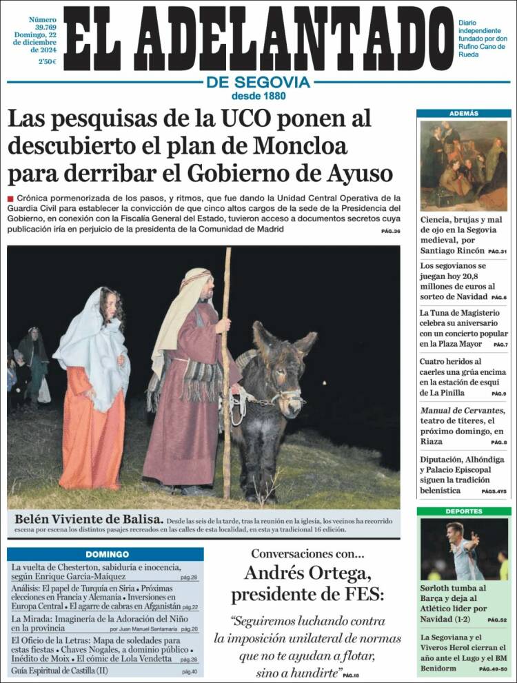 Portada de El Adelantado de Segovia (España)