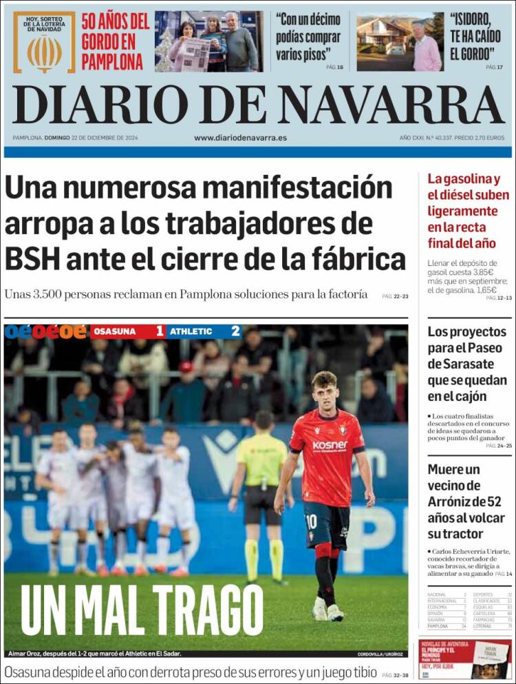 Portada de Diario de Navarra (España)